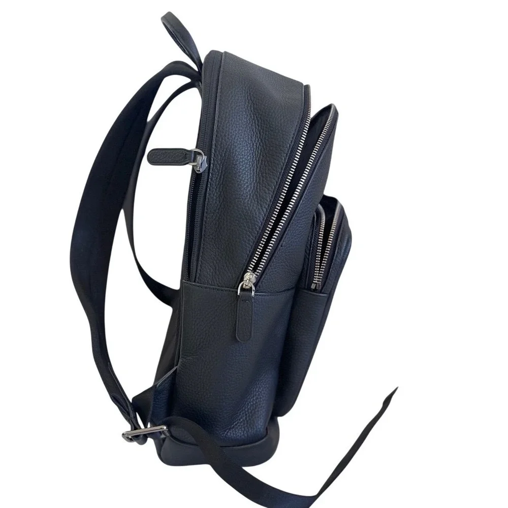 Michael Kors Hudson Commuter Black‎ Pebble Leather Striped Backpack Work Travel